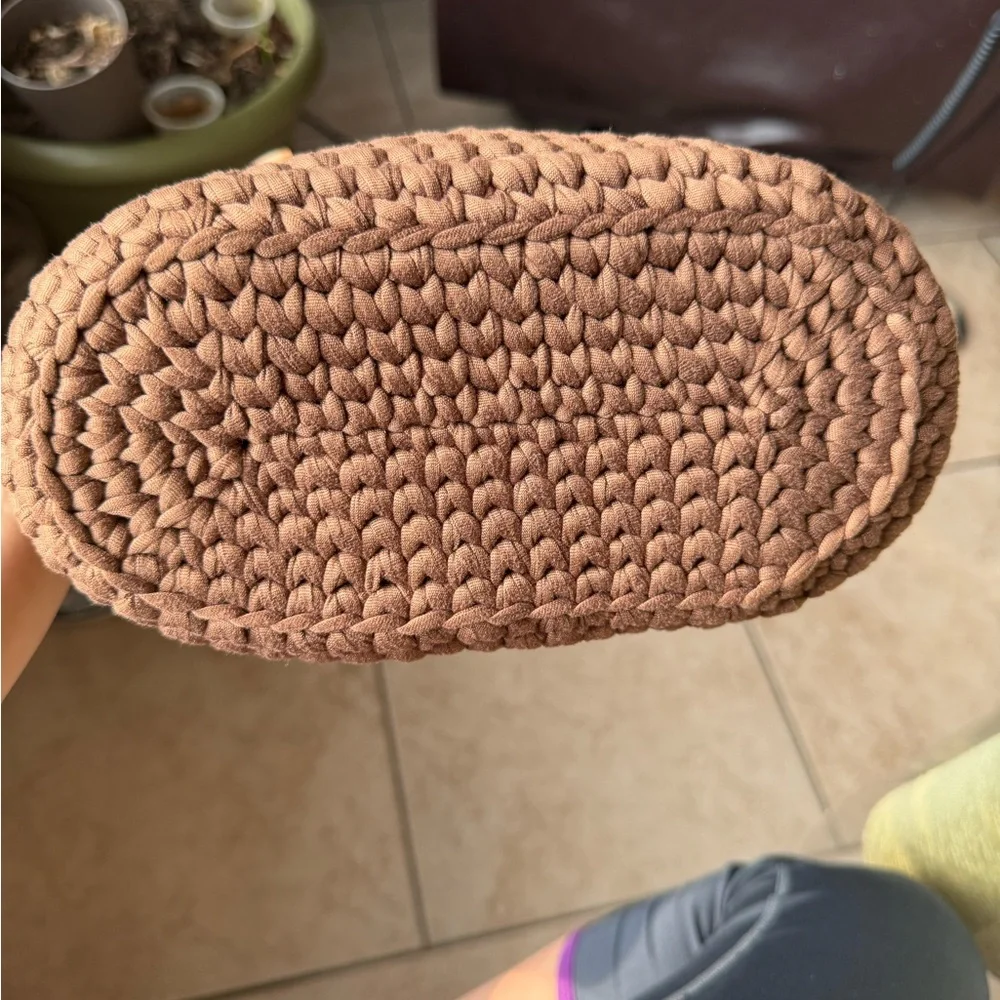 Handmade Crochet Top-Handle Bag in Brown and Orange - Compact Women’s Purse - Picture 5 of 7